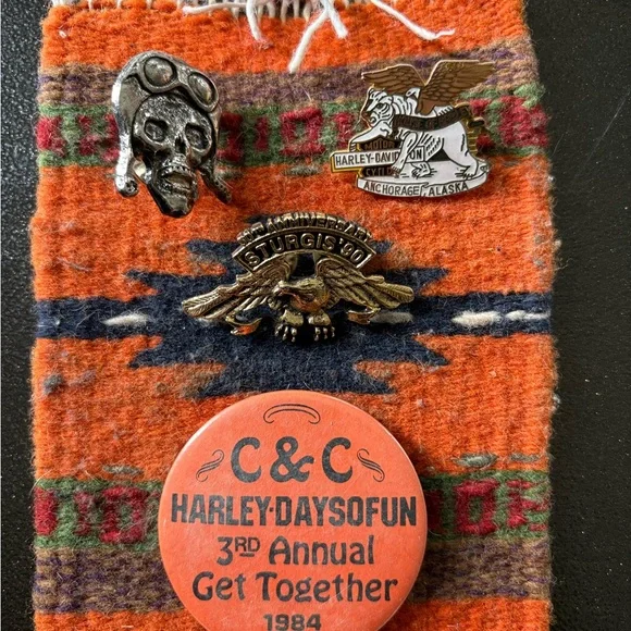 Vintage Harley-Davidson Pin Set - Black, Silver, Gold - Picture 2 of 5